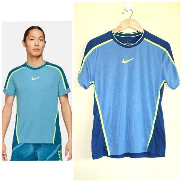 Nike Dri fit Training T Shirt Size Small Blue & Green Short Sleeve Sport clash - Picture 1 of 12